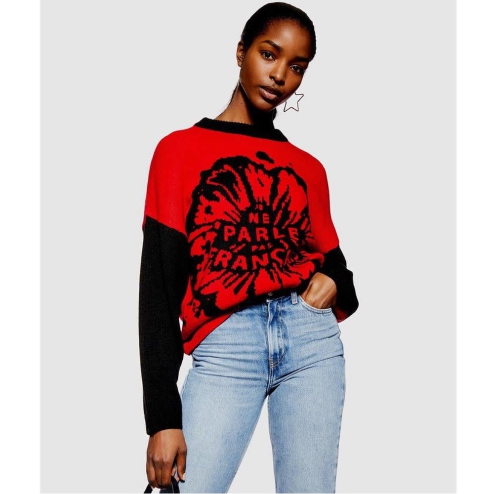 Topshop Dixieland Red and Black Sweater S